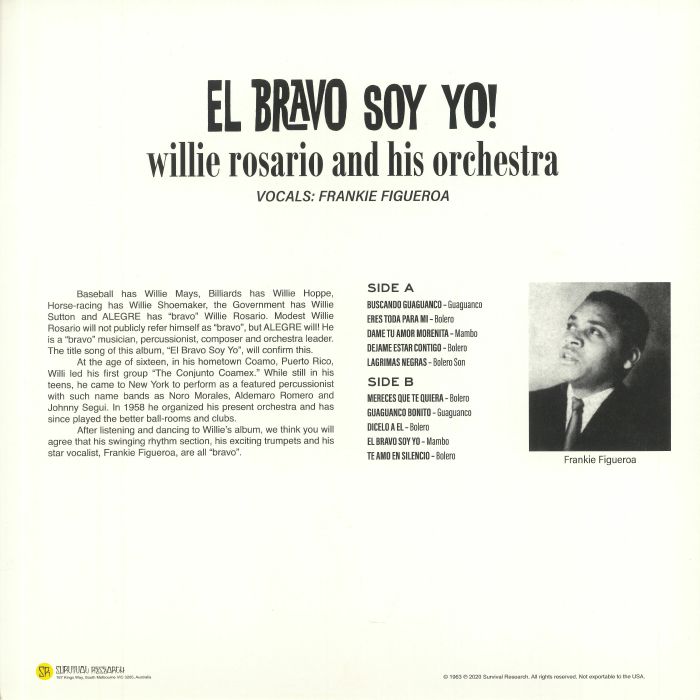 Willie Rosario And His Orchestra - El Bravo Soy Yo! - LP - Image 2