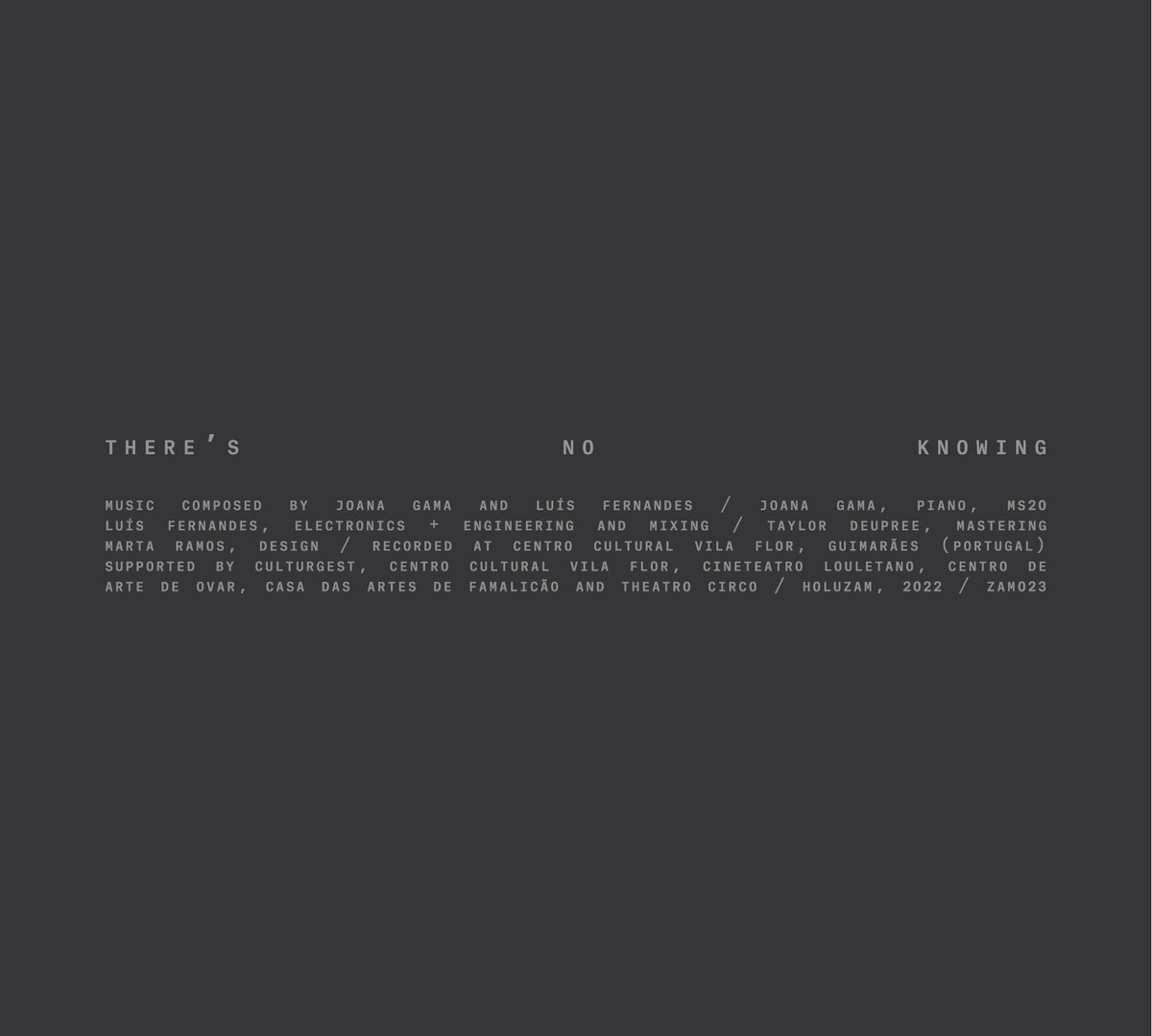Joana Gama & Luís Fernandes - There's No Knowing - CD