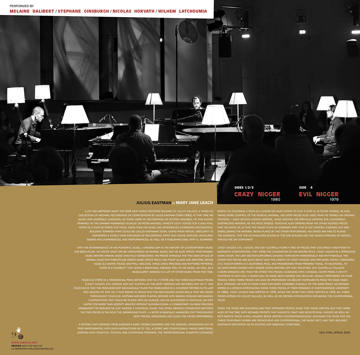 Julius Eastman - Two Extended Pieces For Four Pianos - 2LP (Coloured) - Image 2